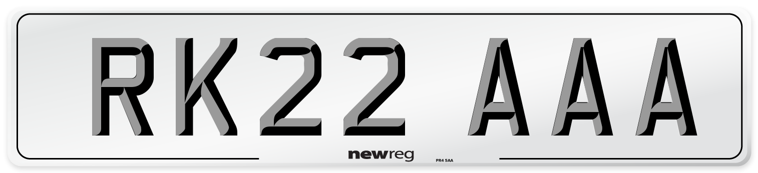 RK22 AAA Number Plate from New Reg